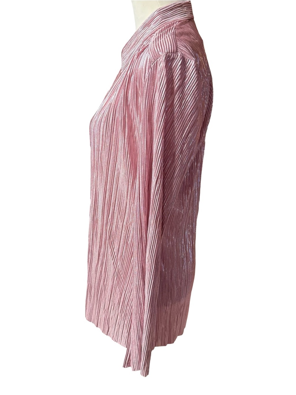 Sabina Musayev Rigel Pleated Blouse Pink Rose Metallic Shimmer Sz Small NWT New - Picture 5 of 16